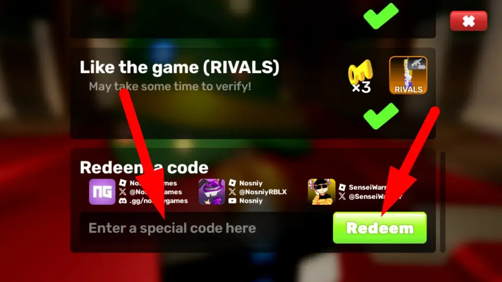 Step three of instructions on how to redeem Rivals codes