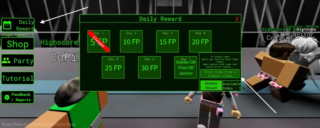 How to redeem Rusty Plane codes