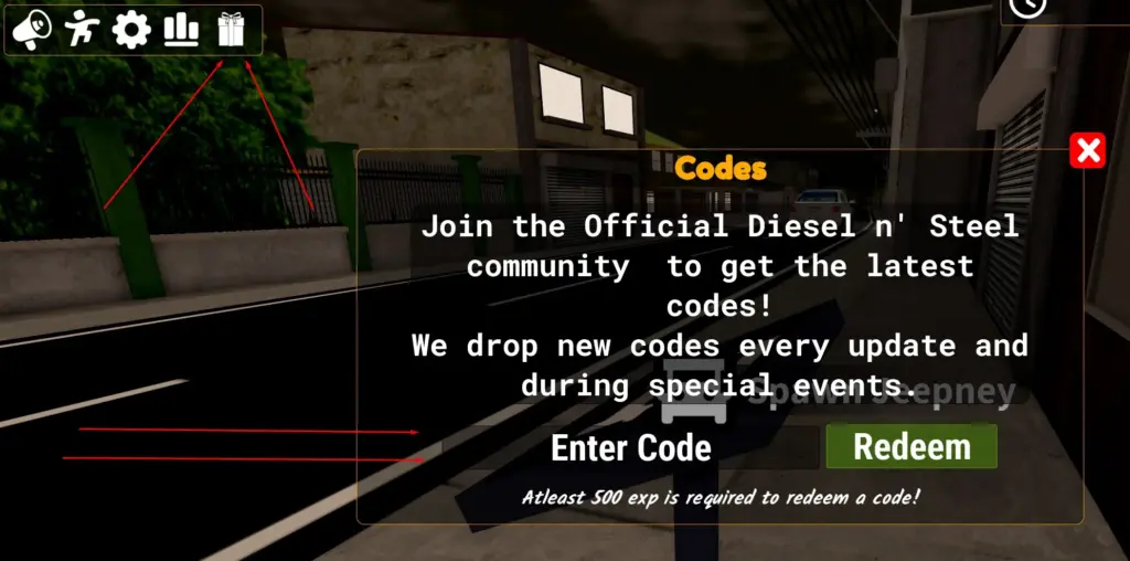 Redeeming Steel n' Diesel codes in Roblox