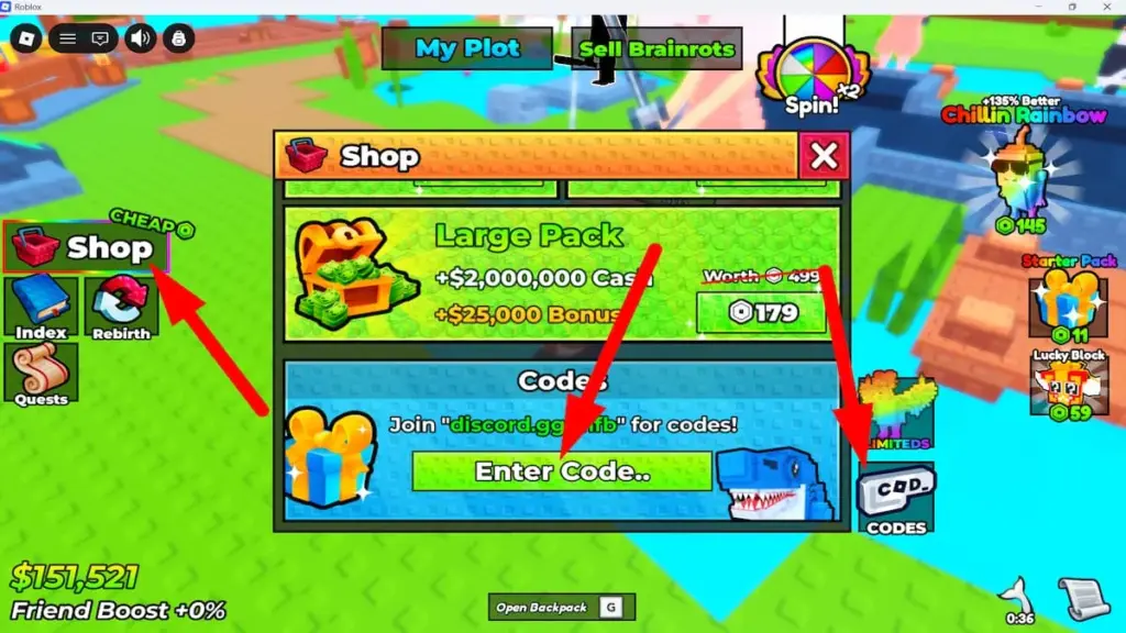 Image depicting instructions on redeeming My Fishing Brainrots codes