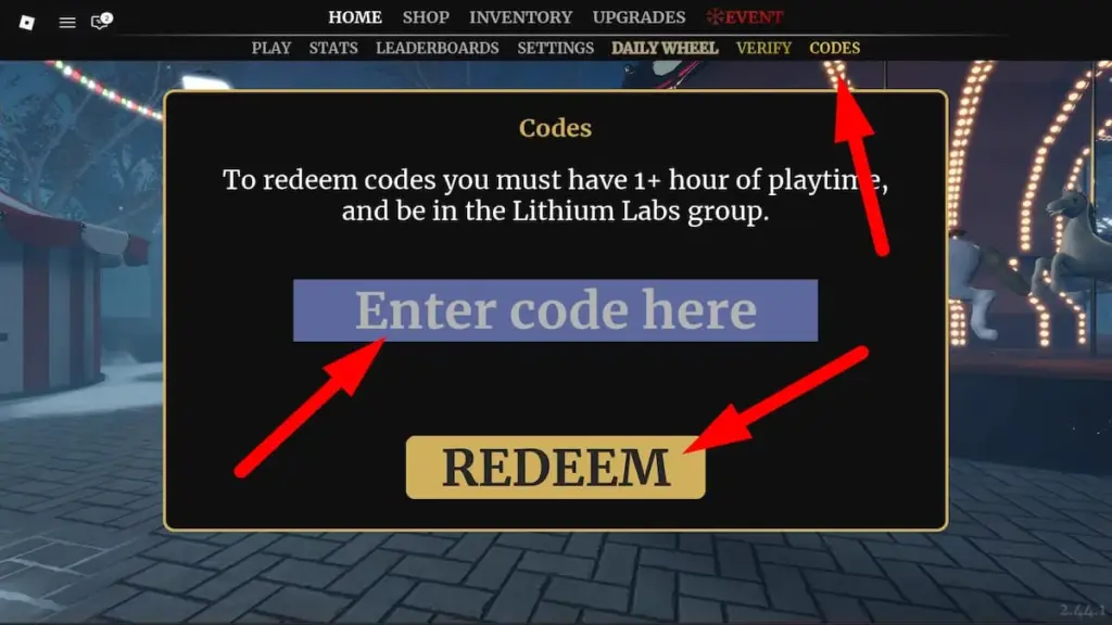 Instructional image on redeeming SPECTER codes